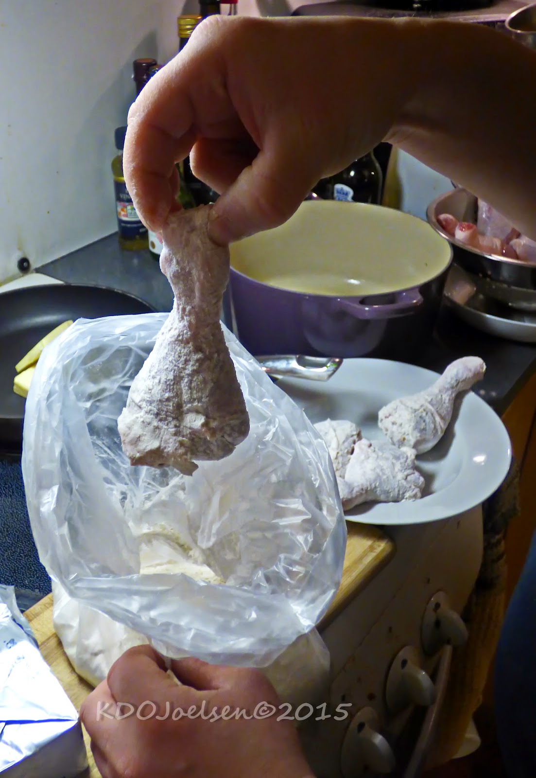 Flouring Chicken legs,