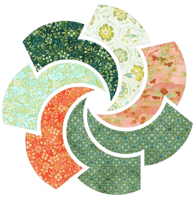 Cotton Cuts Puzzle Mystery Spring 2024 - "Tree of Life" Green Meadow - Imperial Honoka -Japanese Metallic- Robert Kaufman