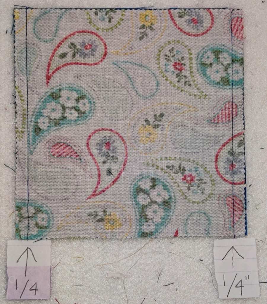 Set of 2 with 1/4" seam allowance on the right side and 1/4" on left side which is parallel to the one on the right.